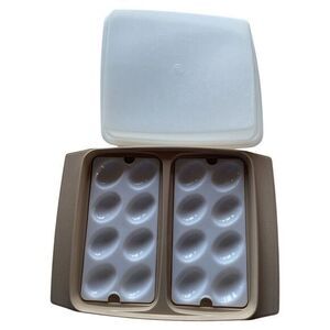 Tupperware Deviled Egg‎ Keeper Carrier Tray Container VINTAGE Almond 723-2 722-2
